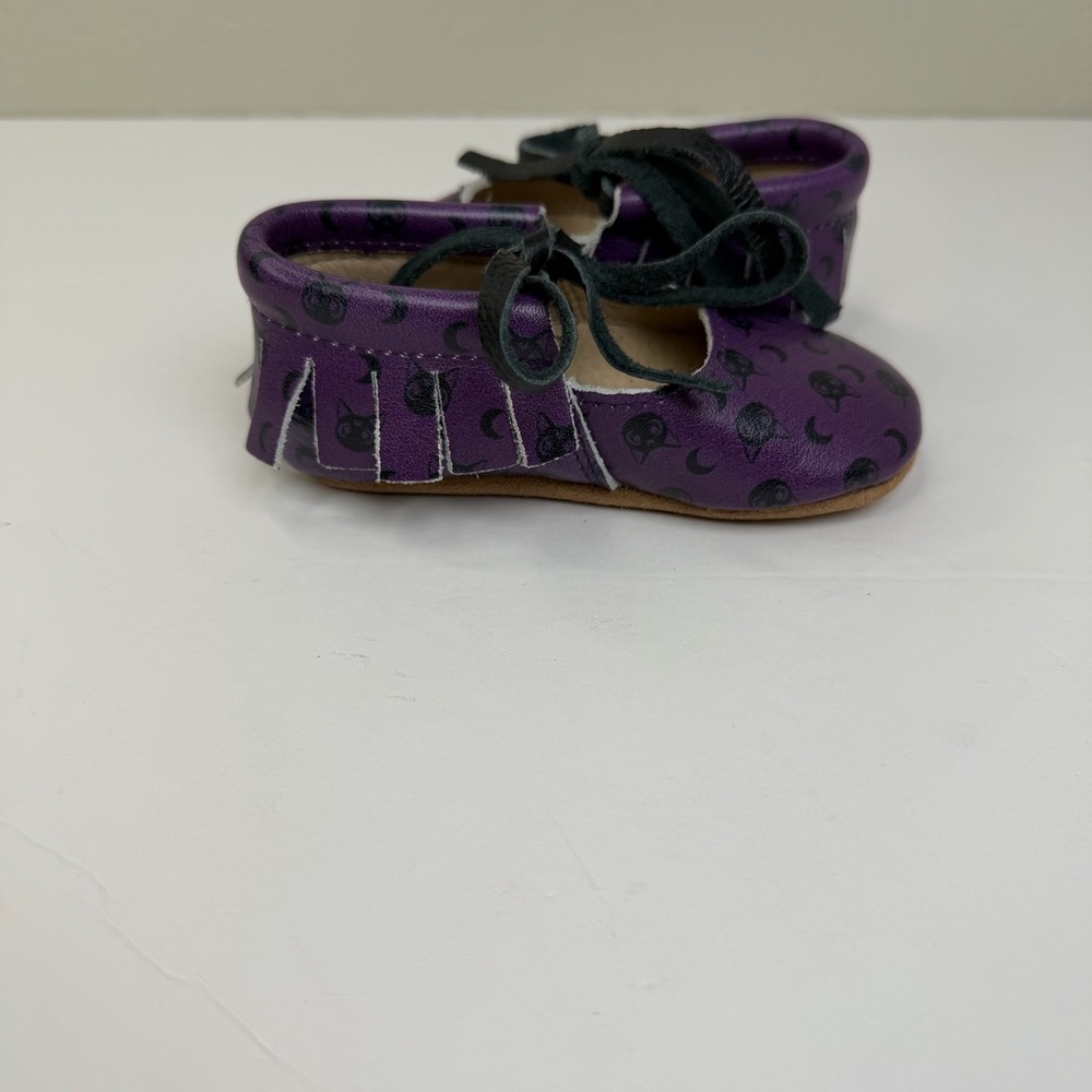 Spellbound Soles Toddler Purple Celestial Pattern Mary Jane with Fringe Flats - Picture 8 of 10